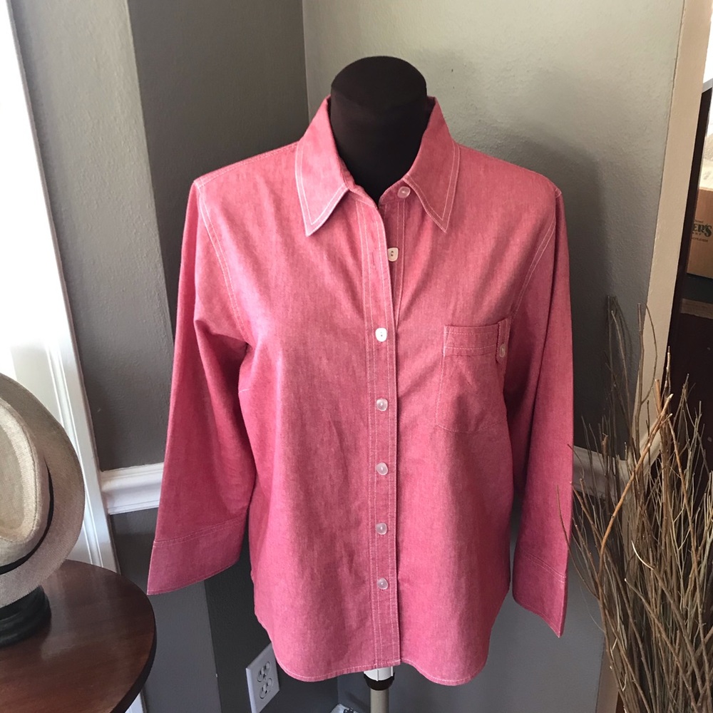 Coldwater Creek Denim Button up Shirt Coral